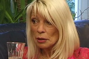 Old blonde drinking and fucking. Facial